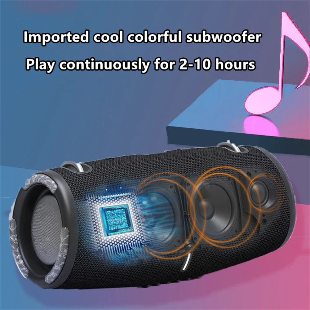 Caixa de som Portátil à prova d'água 100W Alto-falante Bluetooth de alta potência RGB Luz colorida Subwoofer sem fio 360 Stereo Surround TWS FM Boom Box