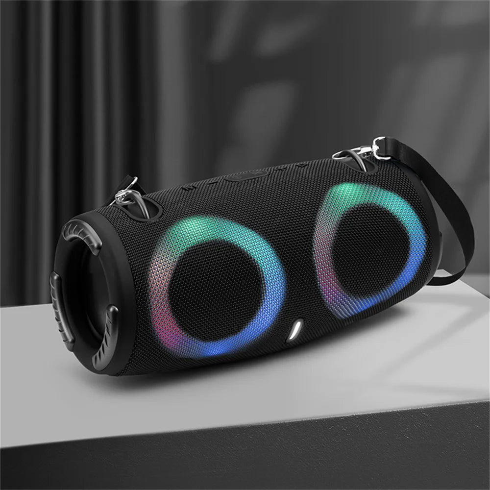 Caixa de som Portátil à prova d'água 100W Alto-falante Bluetooth de alta potência RGB Luz colorida Subwoofer sem fio 360 Stereo Surround TWS FM Boom Box